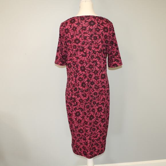 LuLaRoe Women’s Julia Pink Daisy Floral Print Short Sleeve Dress Size XL - Picture 3 of 9